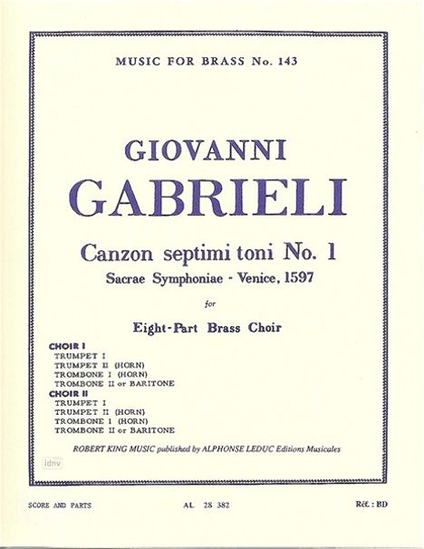 Giovanni Gabrieli: Canzon Septimi Toni Nr. 1, Noten