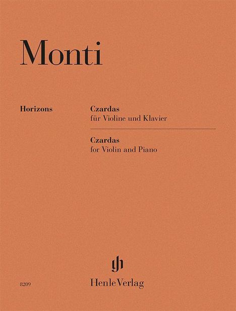 "Monti", "Horizons", "Czardas für Violine und Klavier", "Czardas for Violin and Piano", Henle Verlag Logo unten.
