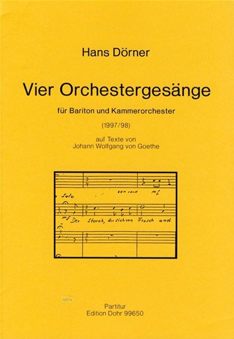 Vier Orchestergesänge, Noten