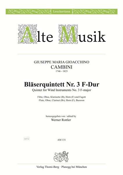 Giuseppe Maria Cambini: Quintett Nr. 3 F-Dur, Noten