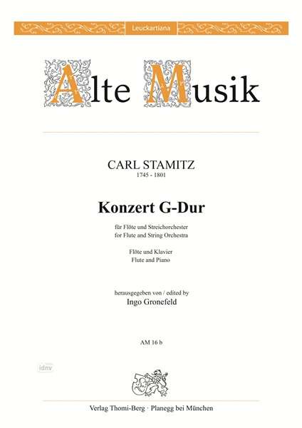 Carl Stamitz: Konzert für Flöte und Streichorchester G-Dur, Noten