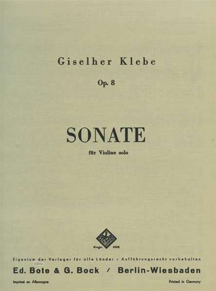 Giselher Klebe: Sonate Nr.1 op. 8, Noten