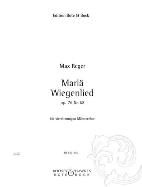 Max Reger: Schlichte Weise op. 76/52, Noten