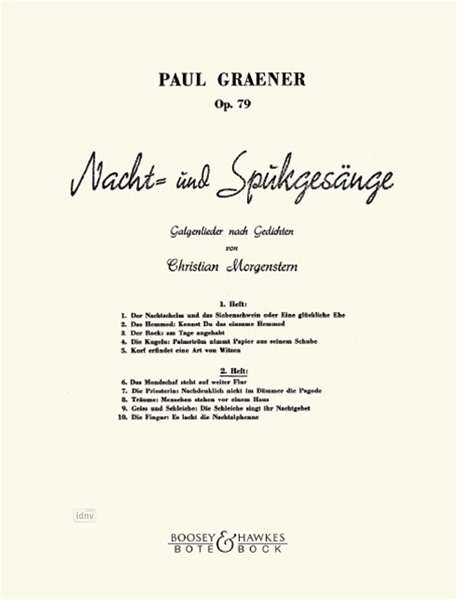 Paul Graener: Graener, Paul       :Nacht- und Spukgesänge op, Noten