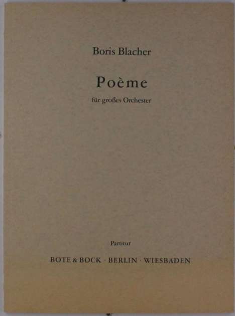 Boris Blacher: Poeme, Noten