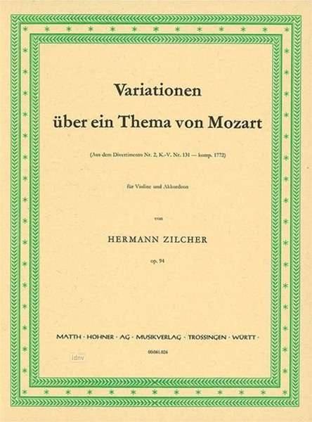 Hermann Zilcher: Variationen über ein Thema von, Noten