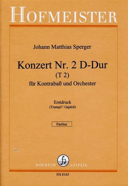 Johannes Matthias Sperger: Konzert Nr. 2 D-Dur (T2) für Kontrabass und Orchester, Noten
