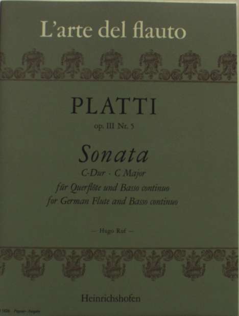 Giovanni Benedetto Platti: Platti, Giovanni Ben:Son. f. Querfl. u. Basso, Noten