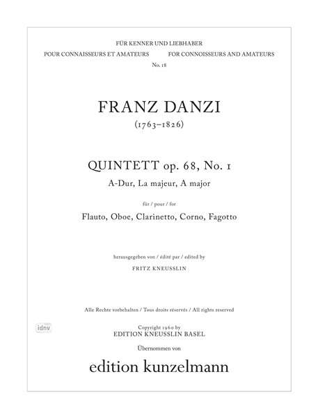 Franz Danzi: Quintett A-Dur op. 68/1, Noten