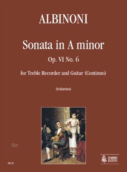 Tomaso Albinoni: Sonata in A min Op. VI No. 6 for Treble Recorder and Guitar (Continuo) a-moll, Noten