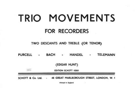 Johann Sebastian Bach: Trio Movements for Recorders, Noten