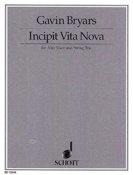 Gavin Bryars: Incipit Vita Nova, Noten