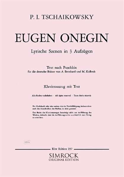 Peter Iljitsch Tschaikowsky: Eugene Onegin op. 24 CW 5, Noten