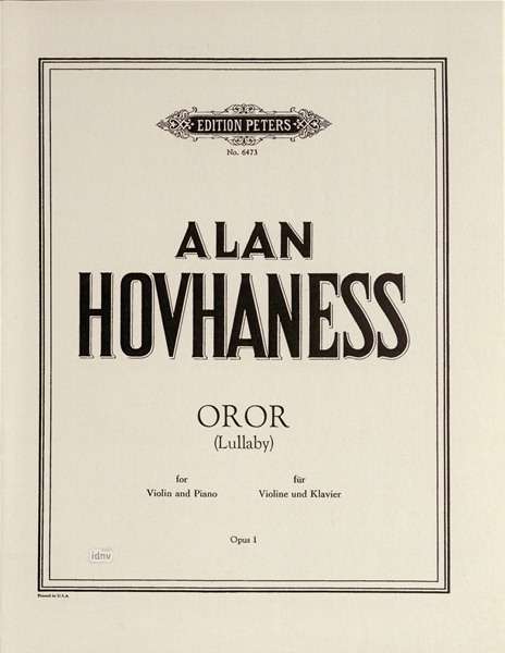 Alan Hovhaness: Oror [Lullaby] für Violine und Klavier op. 1, Noten