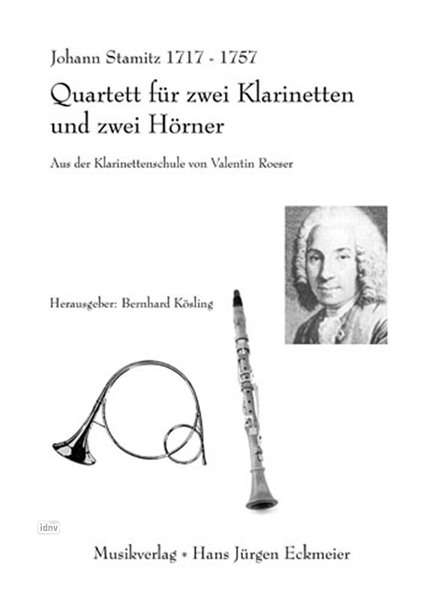 Johann Stamitz: Quartett für zwei Klarinetten, Noten