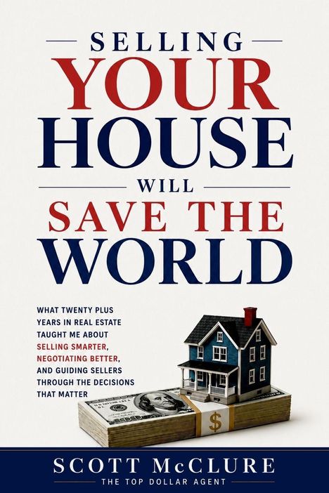 "Selling Your House Will Save the World" steht oben. Unten ist ein Bild eines Hauses auf Geldbündeln.