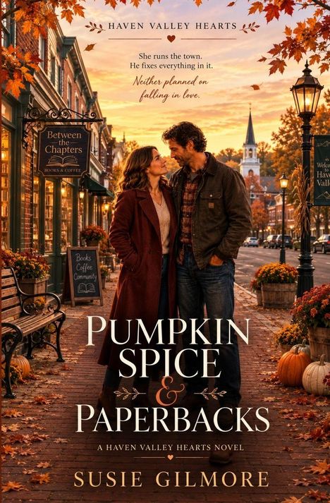 „Every season brings a new festival and a new love story.“ Illustration: Paar vor gemütlichem Café im Herbst.