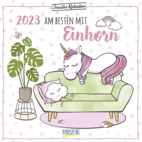 Tierkalender vom wahren Einhorn Broschürenkalender mit Ferienterminen 30 x 30 cm Einhorn 2022