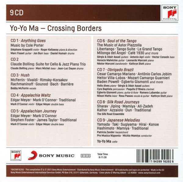Yo-Yo Ma - Crossing Borders (A Musical Journey), 9 CDs (Rückseite)