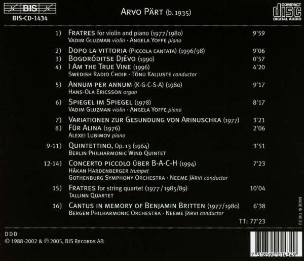 Arvo Pärt: Fratres (in 2 Versionen) (CD) – jpc