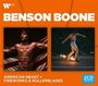 Text oben: "BENSON BOONE". Unten: "AMERICAN HEART + FIREWORKS & ROLLERBLADES". Zwei Fotos mit einer Person.