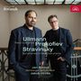 Texte: "Ullmann Prokofiev Stravinsky", "Piano Concertos", "Symphonies of Wind Instruments", "Jan Bartoš", "Bamberger Symphoniker", "Jakub Hrůša", "BR Klassik". Zwei Männer in dunklen Anzügen stehen.