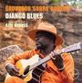 "Gaoussou 'Sobra' Kouyaté, Django Blues, Special Guest Aziz Ozouss." Ein Mann in orangener Kleidung spielt Akustikgitarre.