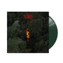 Text: "Old Flames". Eine dunkle Waldlandschaft von oben, in der Mitte ein brennender Pfad. Grünen Vinyl-Schallplatte sichtbar.