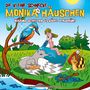 Text: "Die kleine Schnecke Monika Häuschen. Warum schillern Eisvögel blaugrün?" Eine Illustration mit Tieren am Teich.