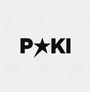 Text: "P KI" mit einem Stern anstelle des "O". Schwarze Buchstaben auf grauem Hintergrund.
