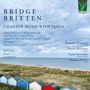 "BRIDGE BRITTEN CHAMBER MUSIC WITH VIOLA" oben. Darunter Strand mit bunten Strandhütten, Meer und bewölktem Himmel.