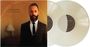 "Justin Furstenfeld, Songs From An Open Book" steht auf einem Plattencover; daneben sind zwei transparente Vinylplatten.