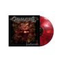 Logo: "CANNIBAL FORCE". Darunter "Judgement". Abbildung eines bedrohlichen Gesichts. Dunkler Hintergrund, rote Vinyl-Schallplatte.