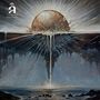 "assumption" und "Paradox of the Arrow" oben links. Eine surrealistische Darstellung einer Sonne über Wasser.