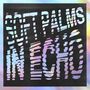Der Text „SOFT PALMS IN ECHO“ ist verzerrt. Pastellfarben erscheinen durch schwarze Streifen hindurch.