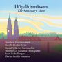 "Högalidmässan, The Sanctuary Mass" steht vor einer Illustration mit Kirchtürmen und einem lebhaften Himmel.
