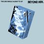 "TWS 2ND SINGLE ALBUM 'TO US', BEYOND VER., blaue Verpackung mit Silhouetten und künstlerischen Elementen."
