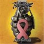 "Love Grenade" und "Ted Nugent" sind in verschiedenen Schriftarten über und unter einer Granate mit rosafarbener Schleife vor gelbem Hintergrund.