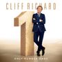 Text: "CLIFF RICHARD", "ONLY NUMBER ONES". Eine Person lehnt an einer großen, goldenen Zahl 1.