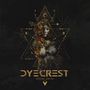 Texte: "DYECREST", "defying gravity". Illustration einer verwobenen, naturbelassenen Figur mit geometrischen Formen.