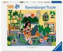 "500 Ravensburger Puzzle" oben, "Original Ravensburger Quality Since 1891" unten, Illustration: Frau in Pflanzenumgebung.