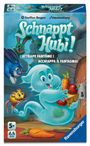 "Schnappt Hubi! Attrape Fantôme! Acchiappa il Fantasma!" Illustration: Ein lächelndes Geistwesen hält Gemüse.