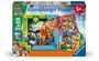 "Ravensburger Puzzle", "3x49", "5+", "PAW Patrol The Dino Movie". Fröhliche Cartoon-Hunde mit Dinosaurier. Bunte Verpackung.