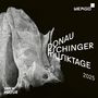 Texte: "WERGO", "Donaueschinger Musiktage 2025", "SWR Kultur". Hintergrund: Abstrakte Felsformation in Schwarz-Weiß.