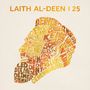 Oben steht "LAITH AL-DEEN 25". Wörter formen ein Profilkopf in Orange- und Gelbtönen.