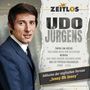 Illustration eines Mannes mit Text: „Zeitlos“, „Udo Jürgens“, Songtitel, und „Inklusive der englischen Version ‚Jenny Oh Jenny‘“.