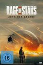 "RAGE OF STARS - ZORN DER STERNE". Eine Frau steht vor einem explosiven Hintergrund, Helikopter darüber, FSK 16.