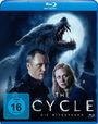 Texte: FSK ab 16 freigegeben, THE CYCLE, DIE WIEDERKEHR. Ein gruseliger Wolf mit geöffnetem Maul vor Vollmond, zwei ernste Personen.