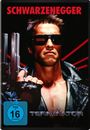SCHWARZENEGGER; FSK ab 16 freigegeben; THE TERMINATOR; Mann in Sonnenbrille und Lederjacke mit Gewehr.