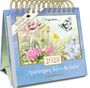Kalender mit 53 Postkarten, 2028, Spaziergang durch die Natur, Illustrationen von Blumen und einem Schmetterling.